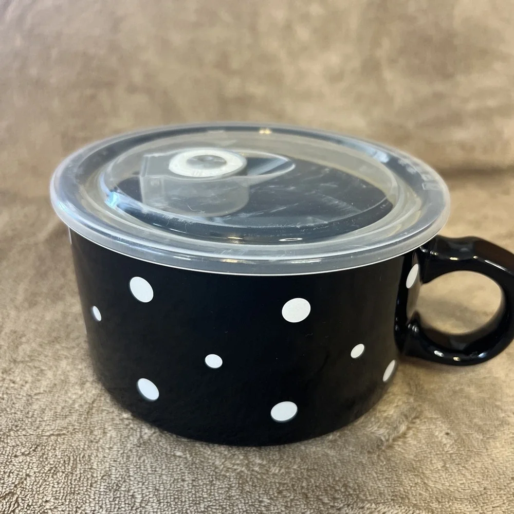 Temp-tation By Tara Polka Dots Black Oven Dishwasher Microwave Safe‎ Dish 22 oz
